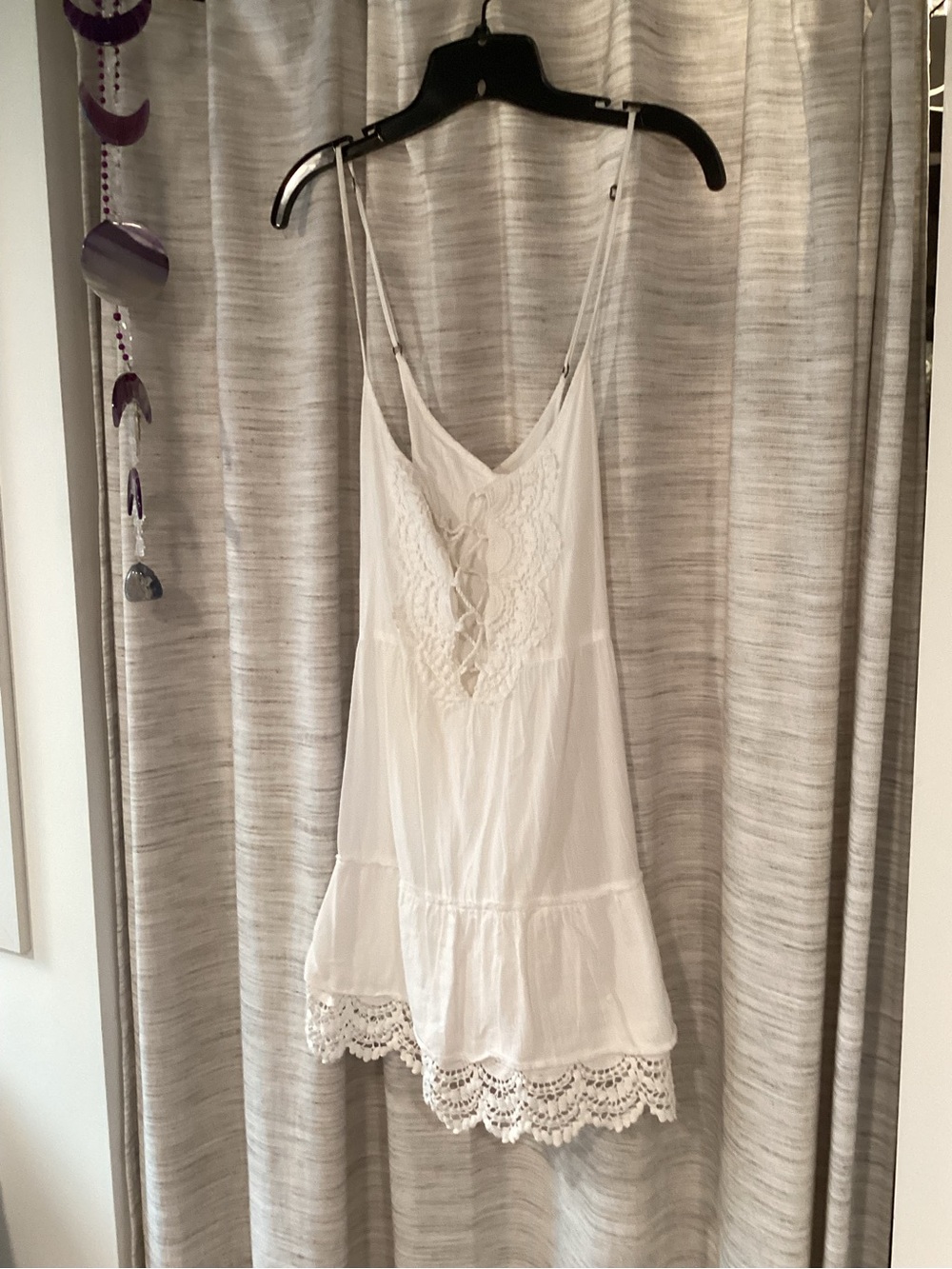 Abercrombie & Fitch White Lace-Trim mini Dress
